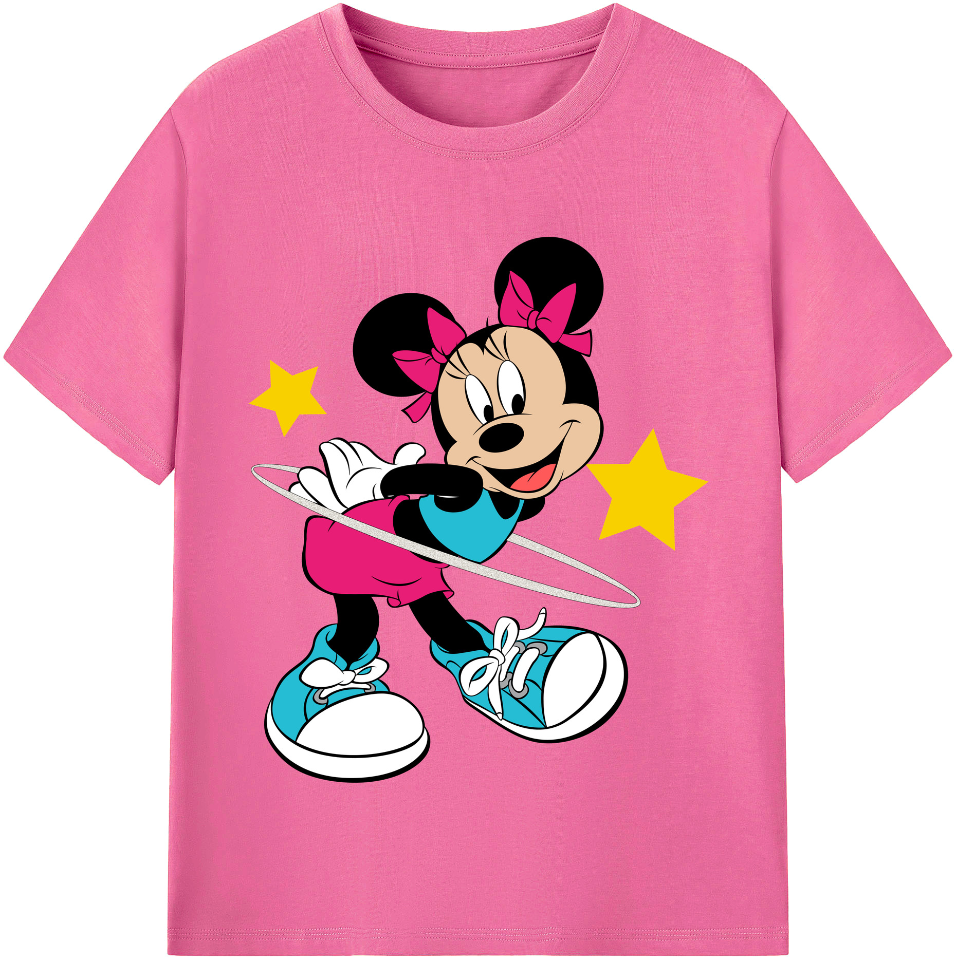 （画像用） ミッキーマウス Mickey Mouse レディースカジュアルプリントTシャツ（綿100％）